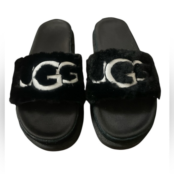 NEW UGG Womens Laton Fur Genuine Shearling Platform Slide - Picture 2 of 5
